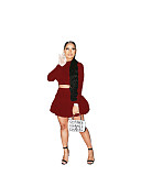 Long Sleeve Crop Top Pleated Skirt Two Piece Set WSM-5279