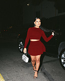 Long Sleeve Crop Top Pleated Skirt Two Piece Set WSM-5279