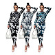 Long Sleeve O Neck Print Backless Skinny Dress SFY-2155