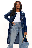 Single-breasted Ripped Long Sleeve Denim Coat LX-3523