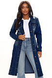 Single-breasted Ripped Long Sleeve Denim Coat LX-3523