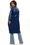 Single-breasted Ripped Long Sleeve Denim Coat LX-3523