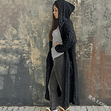 Hooded Solid Knitted Long Cardigan Twist Sweater Coat OYW-0601