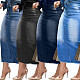 High Waist Casual Stretch Denim Maxi Pencil Skirt HSF-2614