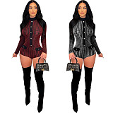 Plaid Print Long Sleeve Bodycon One Piece Romper HMS-5530