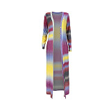 Rainbow Long Cardigan Office Lady Loose Sweater ASL-6537