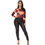 Tie Dye Long Sleeve O Neck One-piece Bodysuit OSS-232