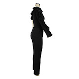 Ruffles Single Shoulder High Waist One Piece Jumpsuit JLY-19276