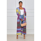 Rainbow Long Cardigan Office Lady Loose Sweater ASL-6537