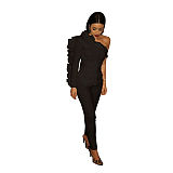 Ruffles Single Shoulder High Waist One Piece Jumpsuit JLY-19276
