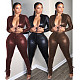 PU Faux Leather Lace Up Crop Top Skinny Pants Set BN-9311