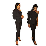 Ruffles Single Shoulder High Waist One Piece Jumpsuit JLY-19276