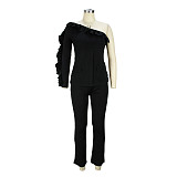 Ruffles Single Shoulder High Waist One Piece Jumpsuit JLY-19276