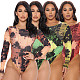 Tie Dye Long Sleeve O Neck One-piece Bodysuit OSS-232