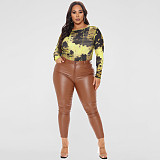 Tie Dye Long Sleeve O Neck One-piece Bodysuit OSS-232