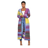Rainbow Long Cardigan Office Lady Loose Sweater ASL-6537