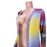 Rainbow Long Cardigan Office Lady Loose Sweater ASL-6537