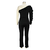 Ruffles Single Shoulder High Waist One Piece Jumpsuit JLY-19276