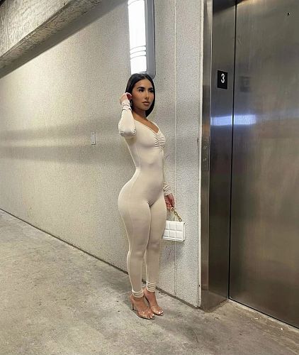 Solid Casual Skinny Long Sleeve One Piece Jumpsuits FSL-187