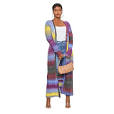 Rainbow Long Cardigan Office Lady Loose Sweater ASL-6537