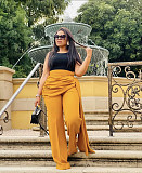 Solid Streetwear Loose Straight Irregular Wide Leg Pants YS-8843