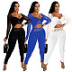 Mesh Patchwork Long Sleeve Crop Top Pencil Pants Set HANI-068