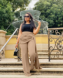 Solid Streetwear Loose Straight Irregular Wide Leg Pants YS-8843