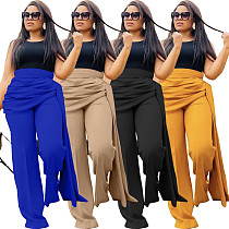 Solid Streetwear Loose Straight Irregular Wide Leg Pants YS-8843