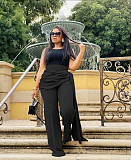 Solid Streetwear Loose Straight Irregular Wide Leg Pants YS-8843