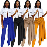 Solid Streetwear Loose Straight Irregular Wide Leg Pants YS-8843