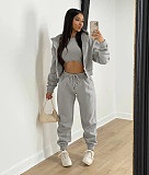 Hooded Zipper Outerwear Pants Tracksuit 3 Piece Sets TK-6209