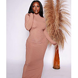 Long Sleeve Turtleneck Backless Bodycon Maxi Dresses BN-9303