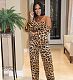 Leopard Print Off Shoulder Crop Top Wide Leg Pants Set BGN-108