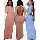Long Sleeve Turtleneck Backless Bodycon Maxi Dresses BN-9303