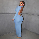 Long Sleeve Turtleneck Backless Bodycon Maxi Dresses BN-9303