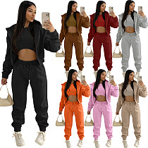Hooded Zipper Outerwear Pants Tracksuit 3 Piece Sets TK-6209