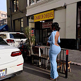 Long Sleeve Turtleneck Backless Bodycon Maxi Dresses BN-9303
