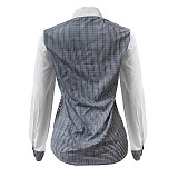 Patchwork Houndstooth Button Up Turn Down Shirt ZS-0424