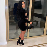 Velvet Mesh See Through Patchwork Bodycon Dress LA-3302