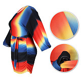 Rainbow Striped Print Party Streetwear Lace Up Dress JLY-19278