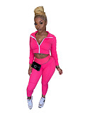 Zipper Jacket Crop Top Skinny Long Pants Tracksuit XY-9065