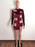 Velvet Mesh See Through Patchwork Bodycon Dress LA-3302