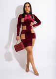 Velvet Mesh See Through Patchwork Bodycon Dress LA-3302