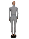Zipper Jacket Crop Top Skinny Long Pants Tracksuit XY-9065