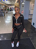 Zipper Jacket Crop Top Skinny Long Pants Tracksuit XY-9065