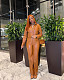 PU Leather Zipper Short Jacket and Pants Set ORY-5218