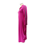 Letter Printed Casual Long Sleeve Plus Size Dresses HANI-197