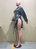 Shiny Fungus Bandage Split Long Sleeve Dress OD-8476
