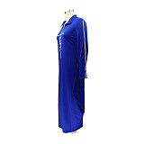 Letter Printed Casual Long Sleeve Plus Size Dresses HANI-197