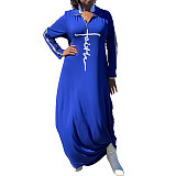 Letter Printed Casual Long Sleeve Plus Size Dresses HANI-197